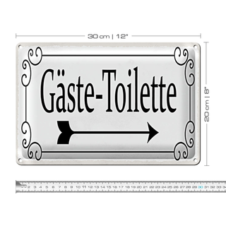 Blechschild Hinweis 30x20cm Gäste-Toilette rechts Pfeil