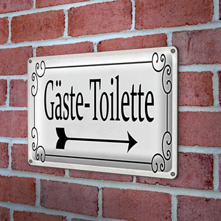 Blechschild Hinweis 30x20cm Gäste-Toilette rechts Pfeil