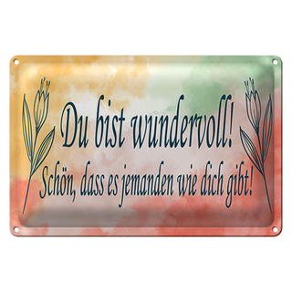 Blechschild Spruch 30x20cm du bist wundervoll schön das es