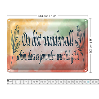 Blechschild Spruch 30x20cm du bist wundervoll schön das es
