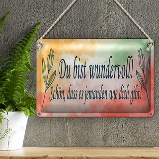Blechschild Spruch 30x20cm du bist wundervoll schön das es