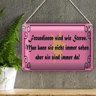 Blechschild Spruch 30x20cm Freundinnen wie Sterne immer da