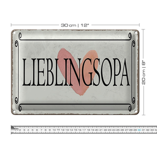 Blechschild Hinweis 30x20cm Lieblingsopa Herz