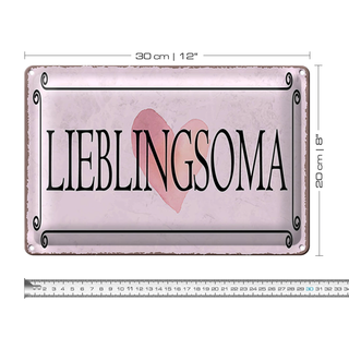 Blechschild Hinweis 30x20cm Lieblingsoma Herz