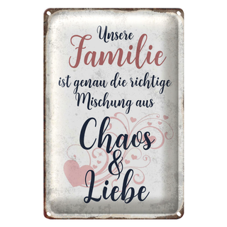 Blechschild Spruch 20x30cm unsere Familie