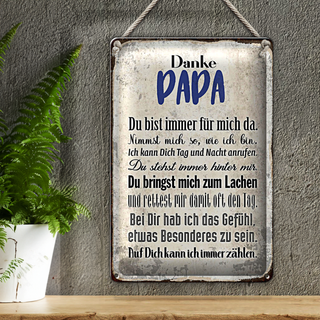 Blechschild Spruch 20x30cm Danke Papa du bist für mich da