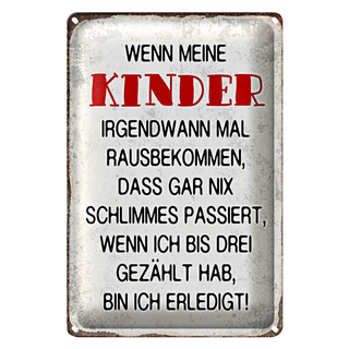 Blechschild Spruch 20x30cm wenn meine Kinder rausbekommen