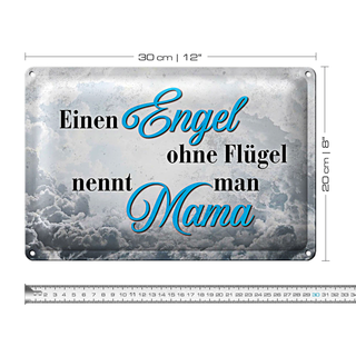 Blechschild Spruch 30x20cm Engel ohne Flügel Mama