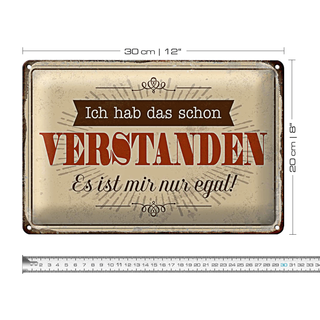 Blechschild Spruch 30x20cm hab verstanden ist mir nur egal