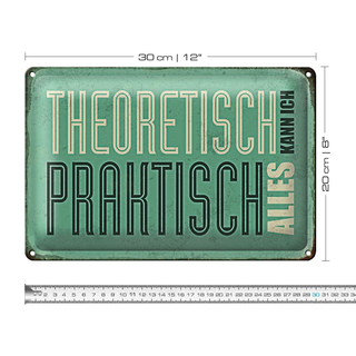 Blechschild Retro 30x20cm theoretisch praktisch kann alles