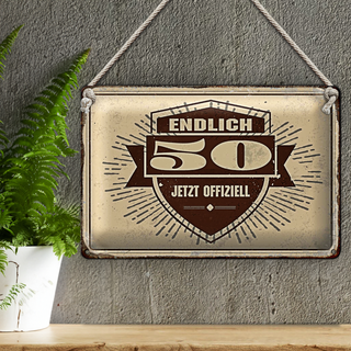 Blechschild Jubiläum 30x20cm Glückwunsch endlich 50