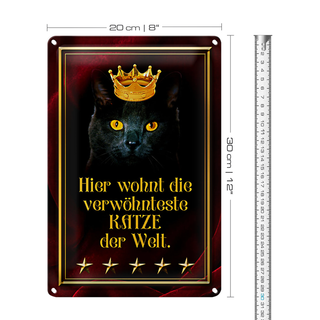 Blechschild Spruch 20x30cm hier wohnt Katze der Welt