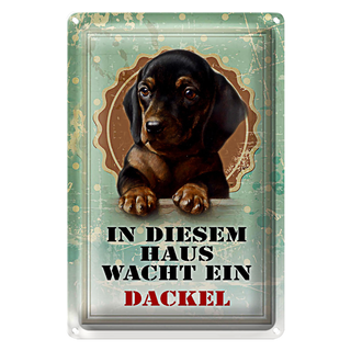Blechschild Hund 20x30cm in diesem Haus wacht ein Dackel
