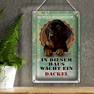 Blechschild Hund 20x30cm in diesem Haus wacht ein Dackel