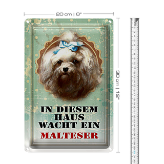 Blechschild Hund 20x30cm in diesem Haus wacht Malteser