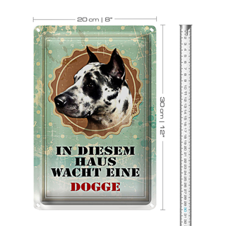 Blechschild Hund 20x30cm in diesem Haus wacht eine Dogge