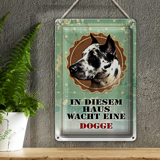 Blechschild Hund 20x30cm in diesem Haus wacht eine Dogge
