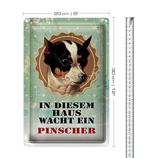 Blechschild Hund 20x30cm in diesem Haus wacht Pinscher