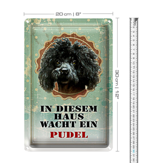 Blechschild Hund 20x30cm in diesem Haus wacht ein Pudel
