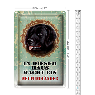 Blechschild Hund 20x30cm diesem Haus wacht Neufundländer