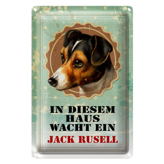 Blechschild Hund 20x30cm in diesem Haus wacht Jack Russel