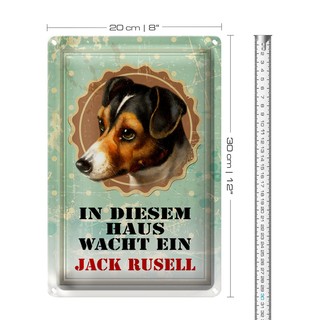Blechschild Hund 20x30cm in diesem Haus wacht Jack Russel