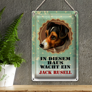 Blechschild Hund 20x30cm in diesem Haus wacht Jack Russel