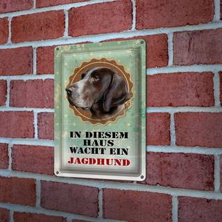 Blechschild Hund 20x30cm in diesem Haus wacht ein Jagdhund
