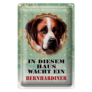 Blechschild Hund 20x30cm in diesem Haus wacht Bernhardiner