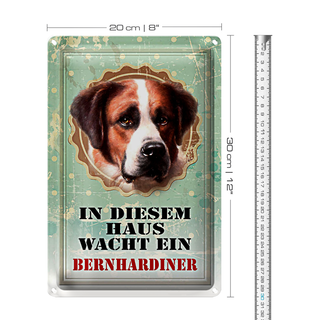 Blechschild Hund 20x30cm in diesem Haus wacht Bernhardiner