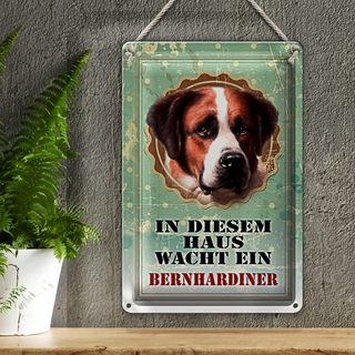 Blechschild Hund 20x30cm in diesem Haus wacht Bernhardiner