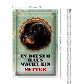 Blechschild Hund 20x30cm in diesem Haus wacht ein Setter