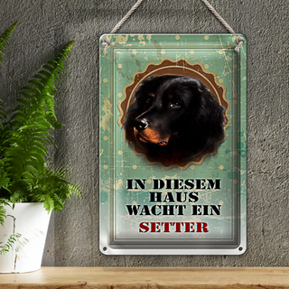 Blechschild Hund 20x30cm in diesem Haus wacht ein Setter