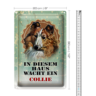 Blechschild Hund 20x30cm in diesem Haus wacht ein Collie