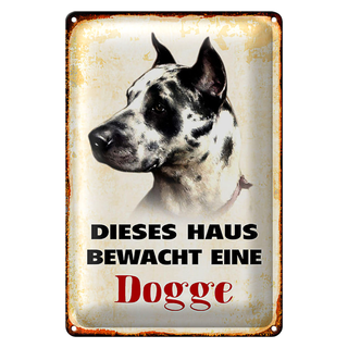 Blechschild Hund 20x30cm dieses Haus bewacht eine Dogge