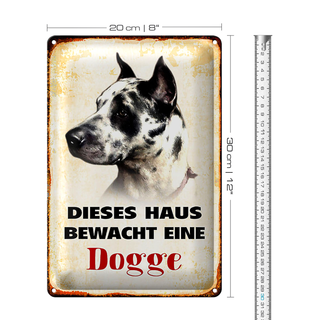 Blechschild Hund 20x30cm dieses Haus bewacht eine Dogge