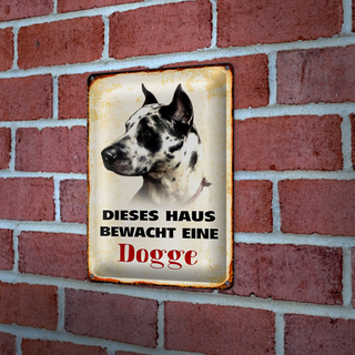Blechschild Hund 20x30cm dieses Haus bewacht eine Dogge