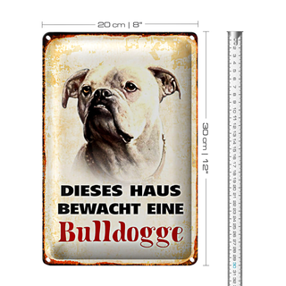 Blechschild Hund 20x30cm dieses Haus bewacht eine Bulldogge
