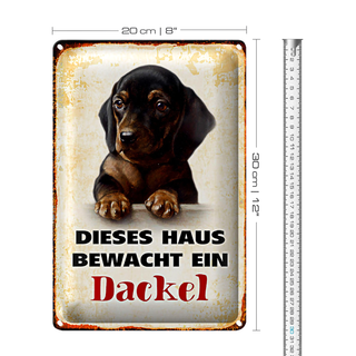 Blechschild Hund 20x30cm dieses Haus bewacht ein Dackel