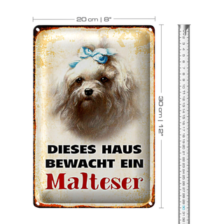 Blechschild Hund 20x30cm dieses Haus bewacht ein Malteser
