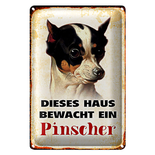 Blechschild Hund 20x30cm dieses Haus bewacht ein Pinscher