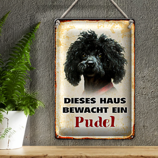 Blechschild Hund 20x30cm dieses Haus bewacht ein Pudel
