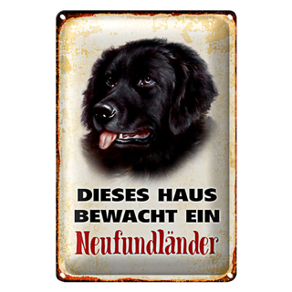 Blechschild Hund 20x30cm dieses Haus bewacht Neufundländer