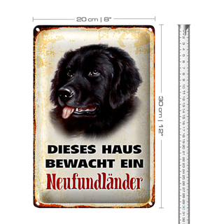 Blechschild Hund 20x30cm dieses Haus bewacht Neufundländer