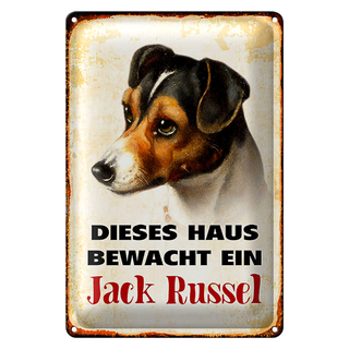 Blechschild Hund 20x30cm dieses Haus bewacht Jack Russel