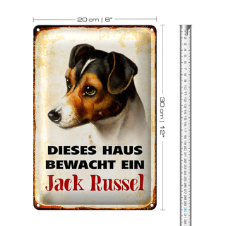 Blechschild Hund 20x30cm dieses Haus bewacht Jack Russel
