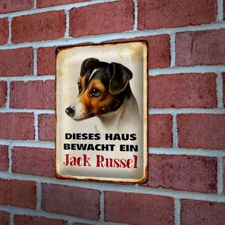 Blechschild Hund 20x30cm dieses Haus bewacht Jack Russel