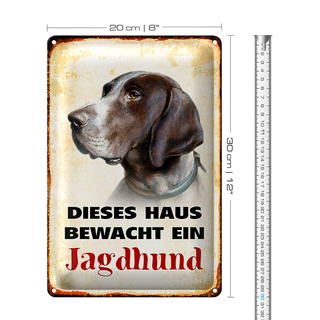 Blechschild Hund 20x30cm dieses Haus bewacht ein Jagdhund