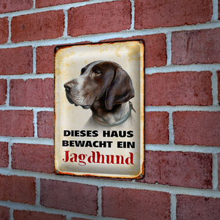 Blechschild Hund 20x30cm dieses Haus bewacht ein Jagdhund