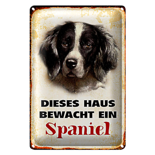 Blechschild Spaniel Spruch 20x30cm dieses Haus bewacht